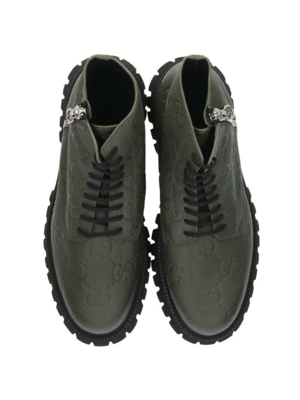 Gucci GG Embossed Side Zip Leather Boots 11.5 - Picture 4 of 5